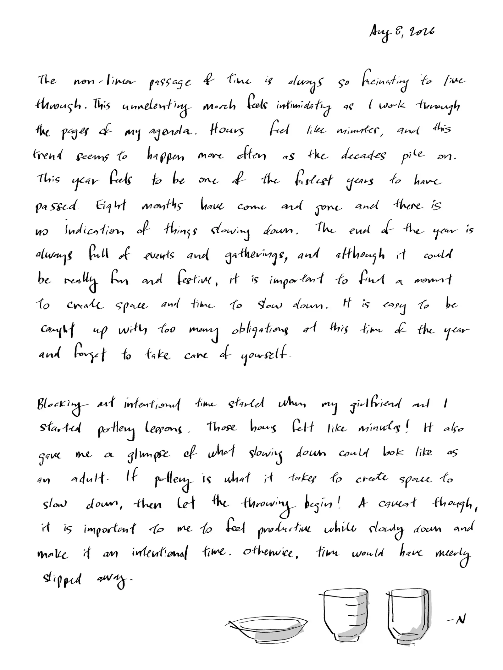August 8th, 2026, first handwritten page